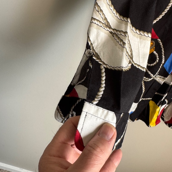 Lauren Ralph Lauren Nautical Sailing Flag Print Button‎ Up Blouse Black Medium - Picture 4 of 15